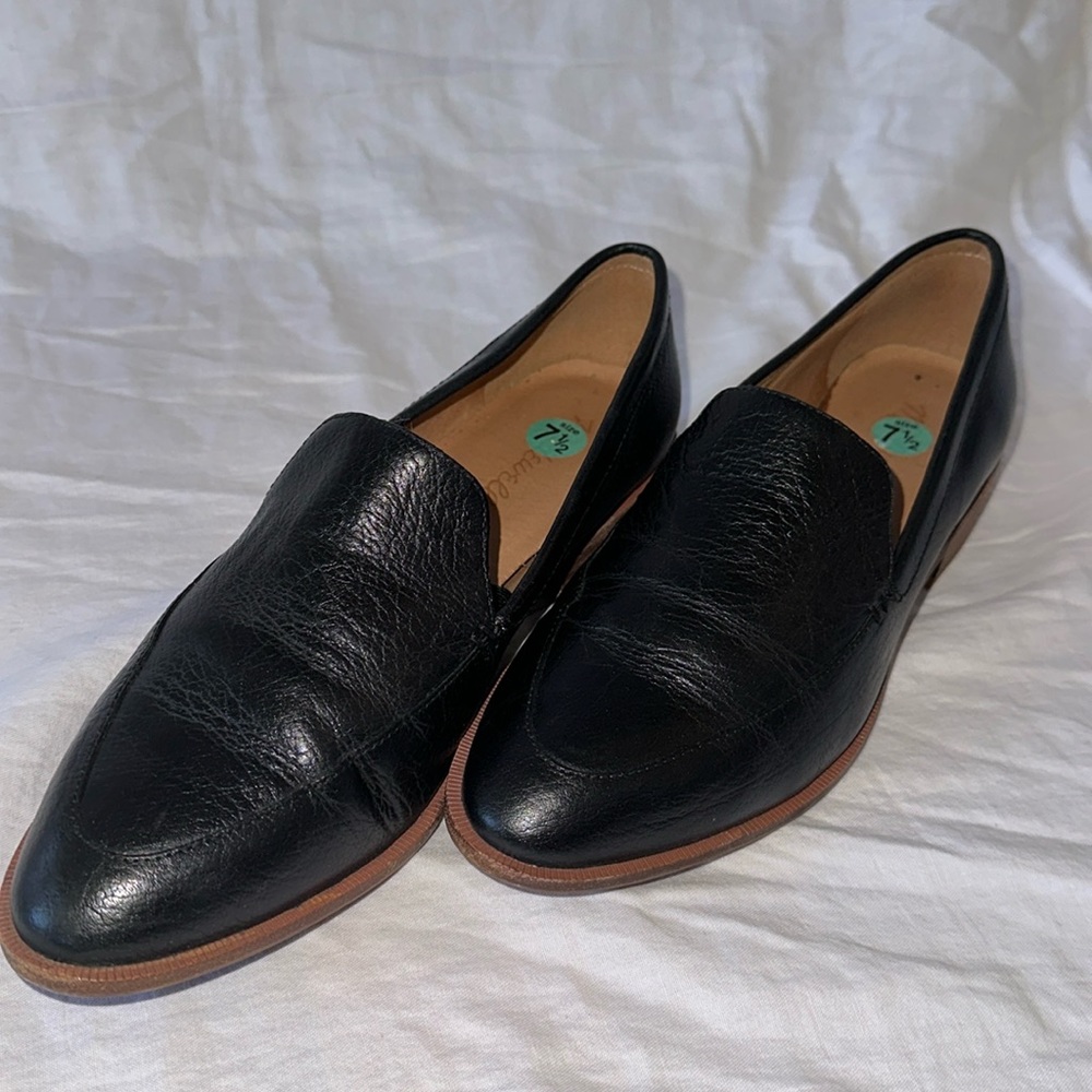 Black leather loafers